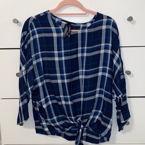 Liverpool LA blue and white flannel blouse, size XS